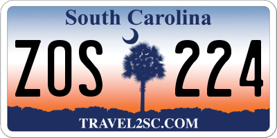 SC license plate ZOS224