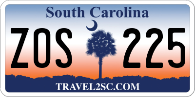 SC license plate ZOS225