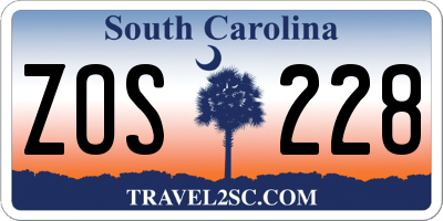 SC license plate ZOS228