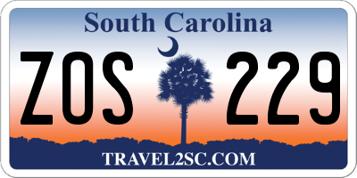 SC license plate ZOS229