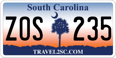 SC license plate ZOS235