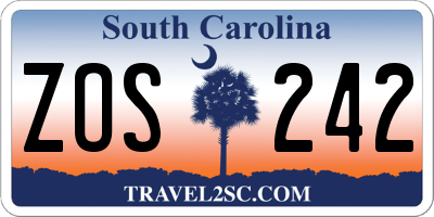 SC license plate ZOS242