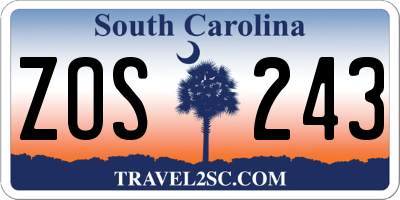 SC license plate ZOS243