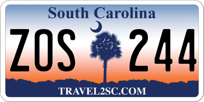 SC license plate ZOS244