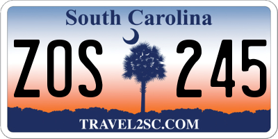 SC license plate ZOS245