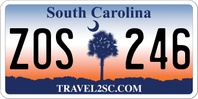 SC license plate ZOS246