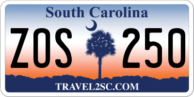 SC license plate ZOS250