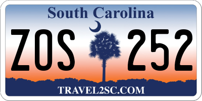 SC license plate ZOS252