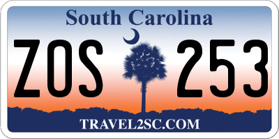 SC license plate ZOS253