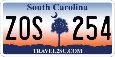 SC license plate ZOS254