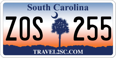 SC license plate ZOS255