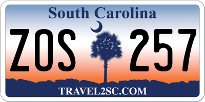 SC license plate ZOS257