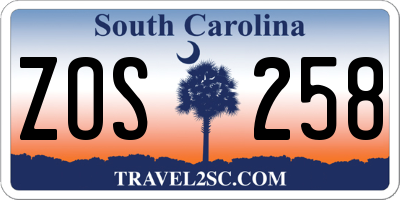 SC license plate ZOS258