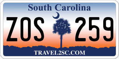 SC license plate ZOS259