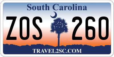 SC license plate ZOS260