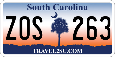 SC license plate ZOS263