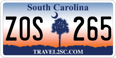 SC license plate ZOS265