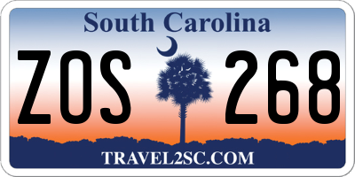 SC license plate ZOS268