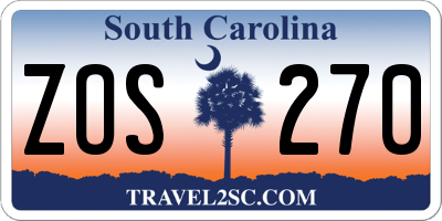 SC license plate ZOS270