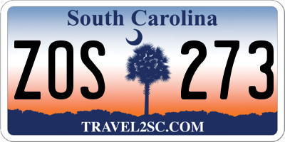 SC license plate ZOS273