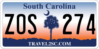 SC license plate ZOS274