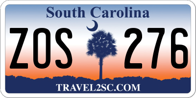 SC license plate ZOS276