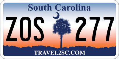SC license plate ZOS277