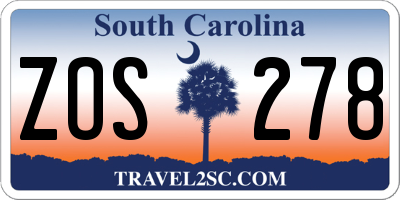 SC license plate ZOS278