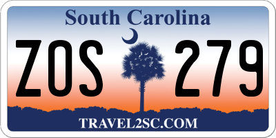 SC license plate ZOS279