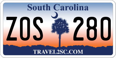 SC license plate ZOS280