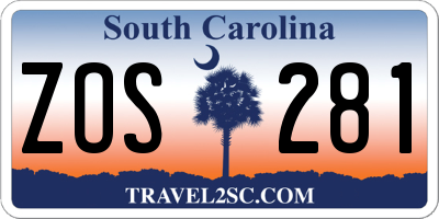 SC license plate ZOS281