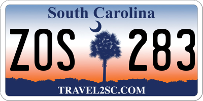 SC license plate ZOS283