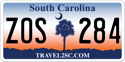 SC license plate ZOS284