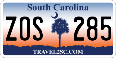 SC license plate ZOS285