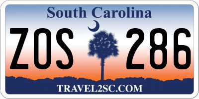 SC license plate ZOS286
