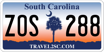 SC license plate ZOS288