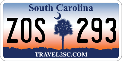 SC license plate ZOS293