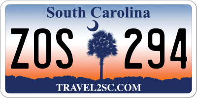 SC license plate ZOS294