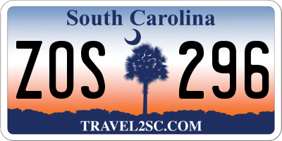 SC license plate ZOS296