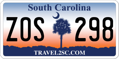 SC license plate ZOS298