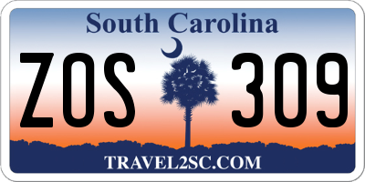SC license plate ZOS309