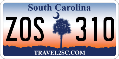 SC license plate ZOS310