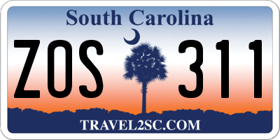 SC license plate ZOS311