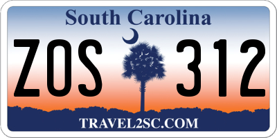 SC license plate ZOS312