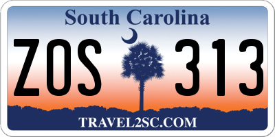 SC license plate ZOS313