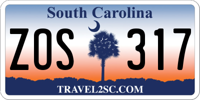 SC license plate ZOS317
