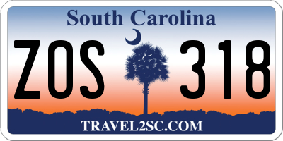 SC license plate ZOS318