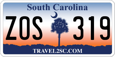 SC license plate ZOS319