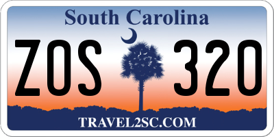 SC license plate ZOS320