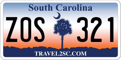 SC license plate ZOS321